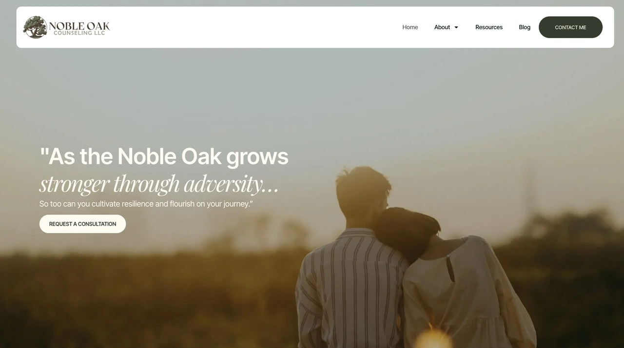 Noble Oak Counseling homepage design