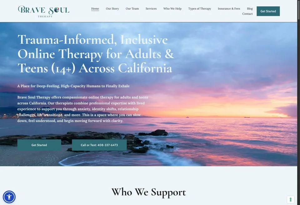 Brave Soul Therapy website design preview