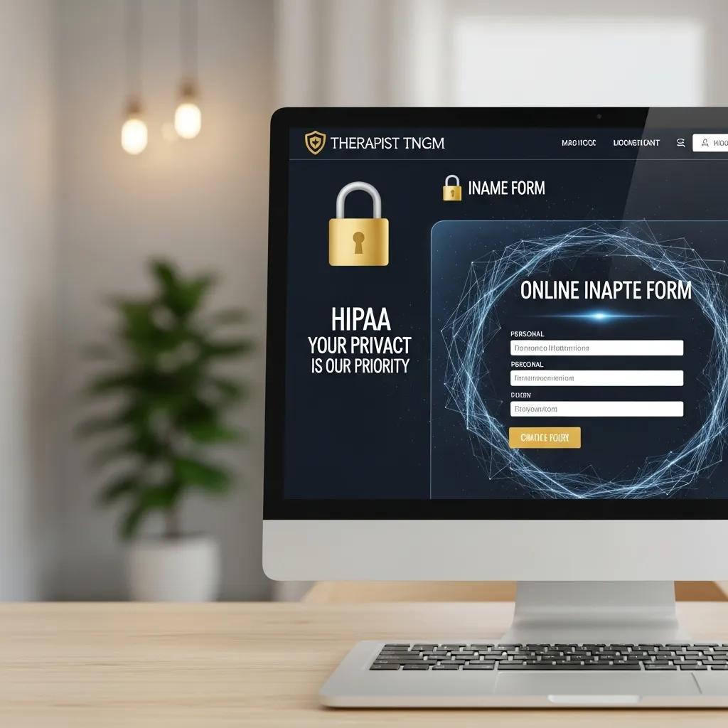 Secure therapist website emphasizing HIPAA-compliant features