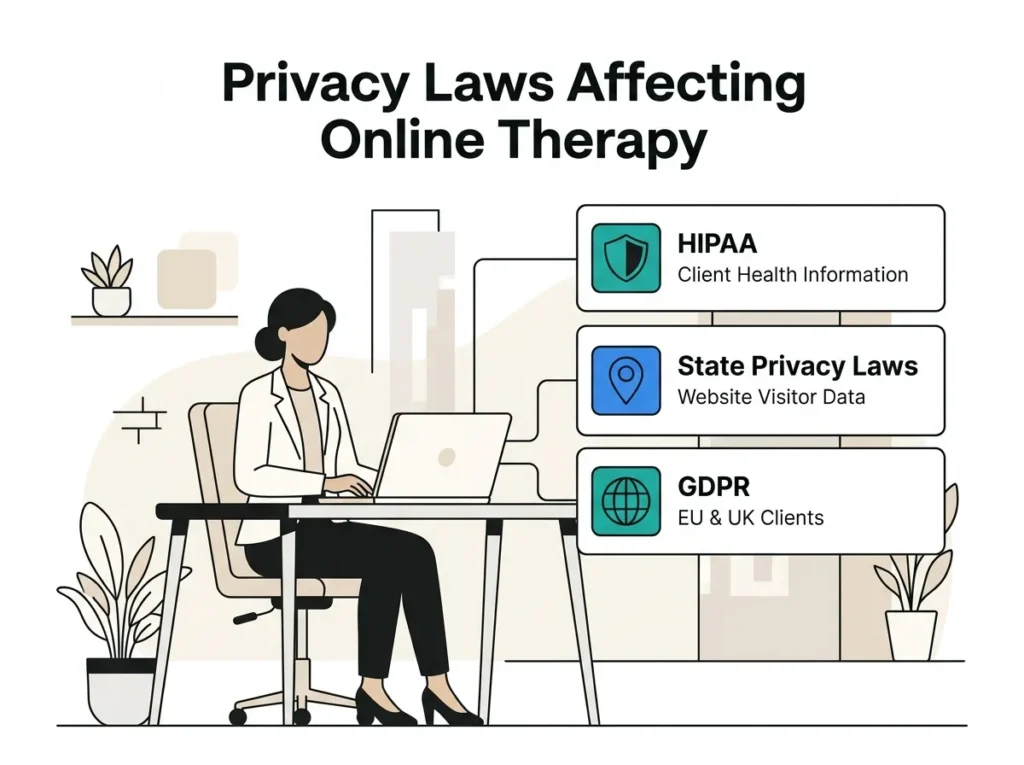 Three layers of privacy laws affecting an online therapy practice