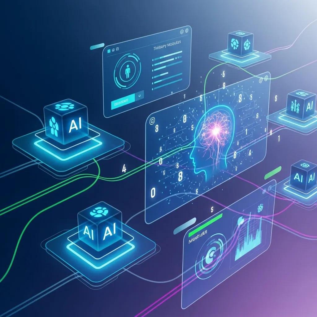 Abstract representation of technology trends in CRM software for therapy practices