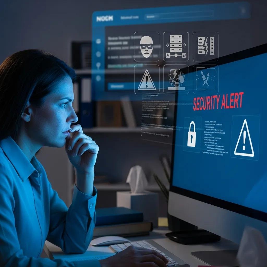 Concerned therapist assessing risks of free web hosting