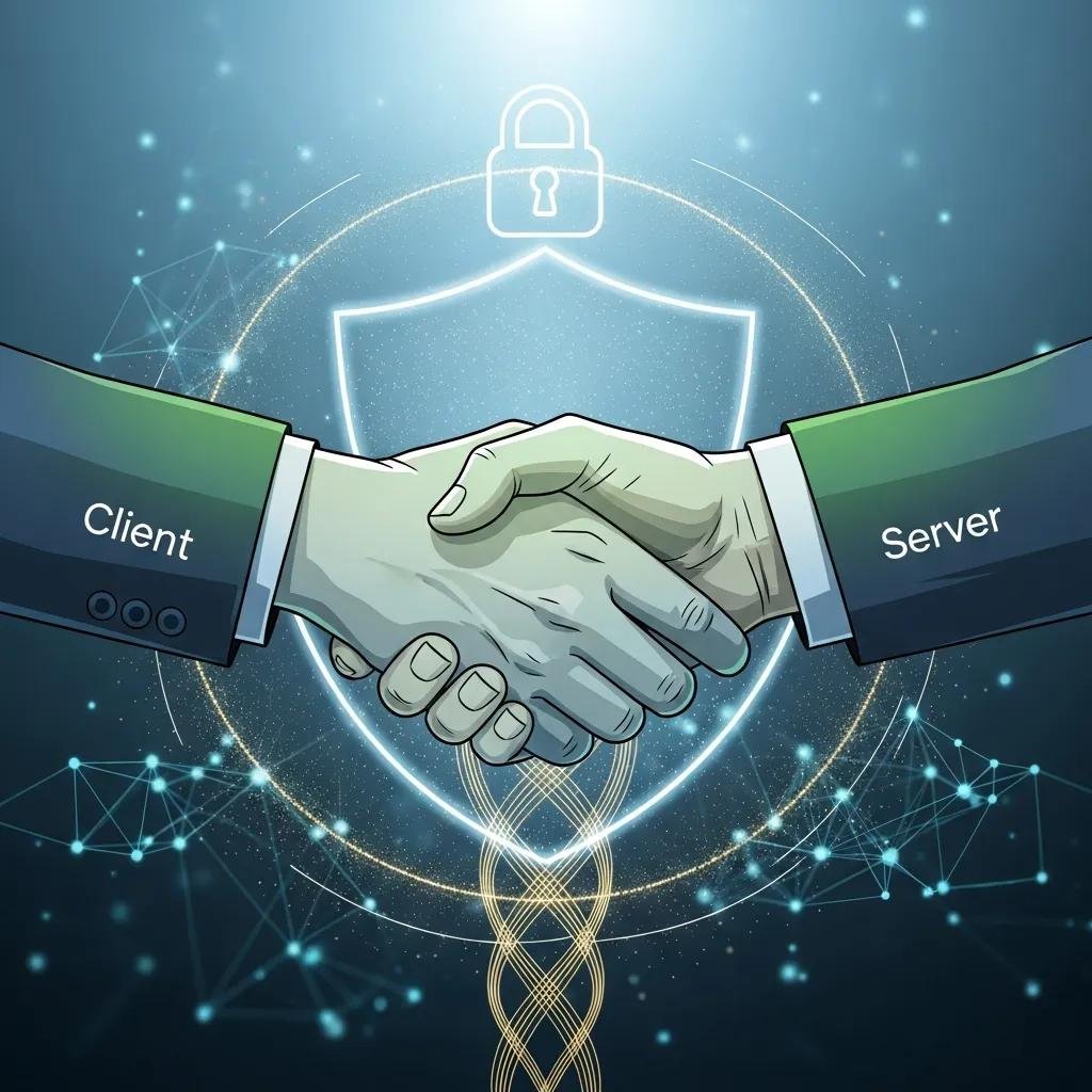 Illustration of SSL/TLS handshake process symbolizing secure data transmission