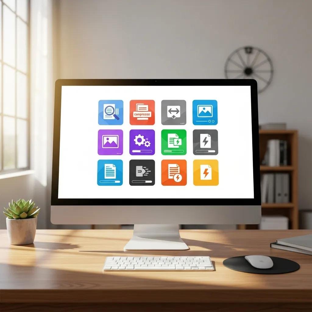 Image optimization tools displayed on a computer screen in a modern workspace