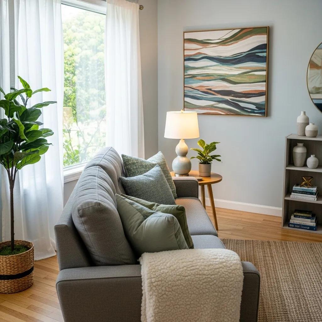 Inviting therapy office with comfortable seating and calming decor, enhancing user trust