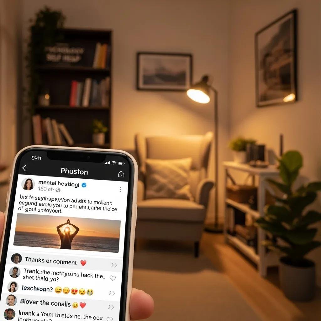 Mental health professional engaging ethically on social media with supportive content
