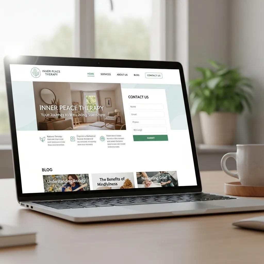 Modern website interface showcasing essential features for a therapy practice's online presence