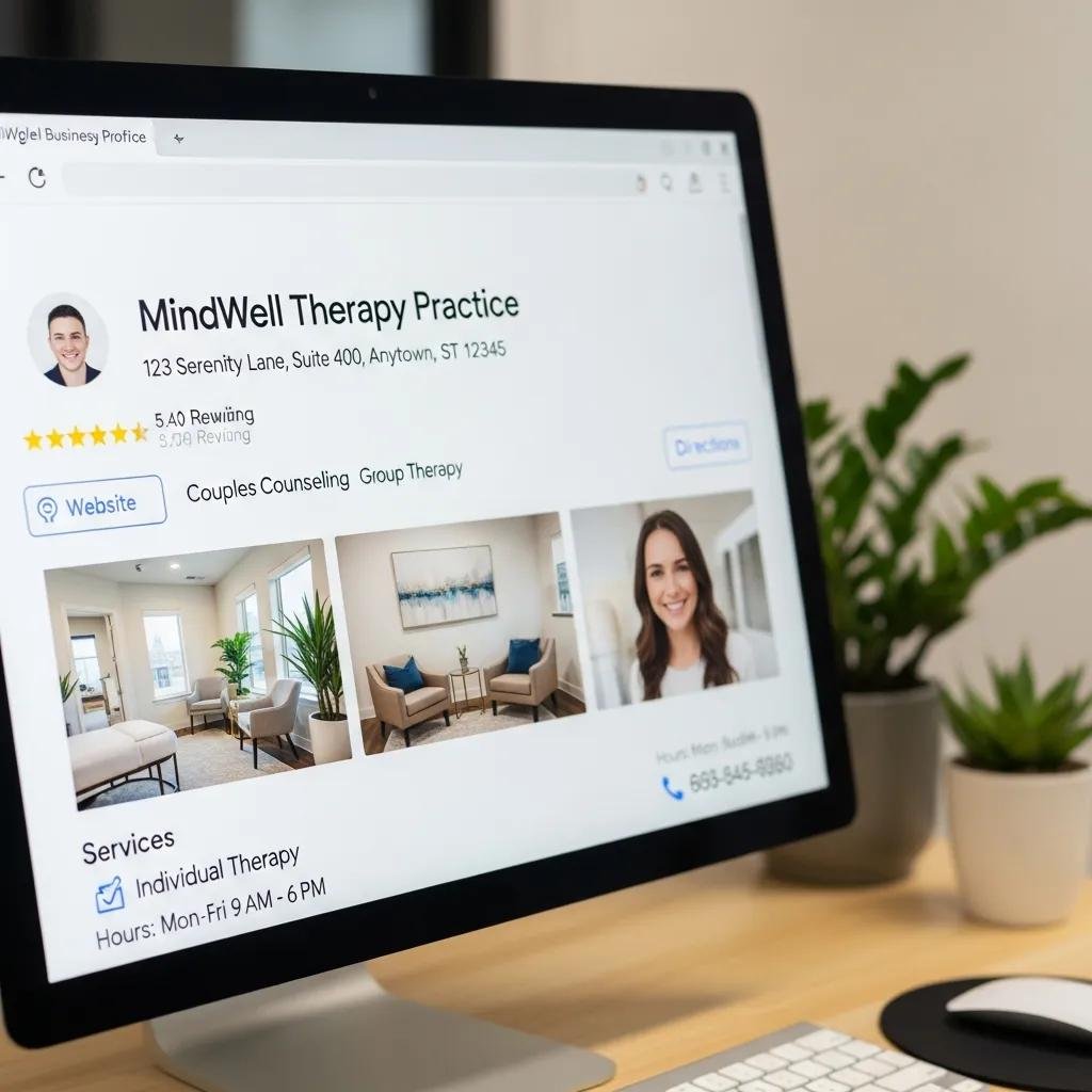 Optimized Google Business Profile for a therapy practice, showcasing essential information