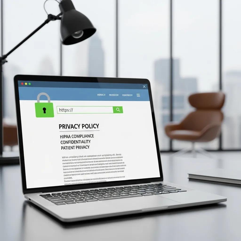 Secure website interface with lock symbol, representing HIPAA compliance for therapist websites