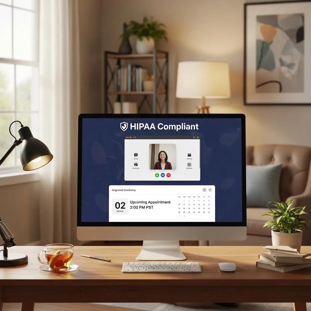 Telehealth website interface showcasing essential design features for therapists