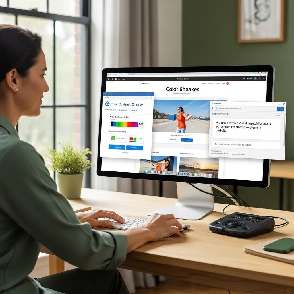 Therapist designing an accessible website, highlighting WCAG 2.1 success criteria