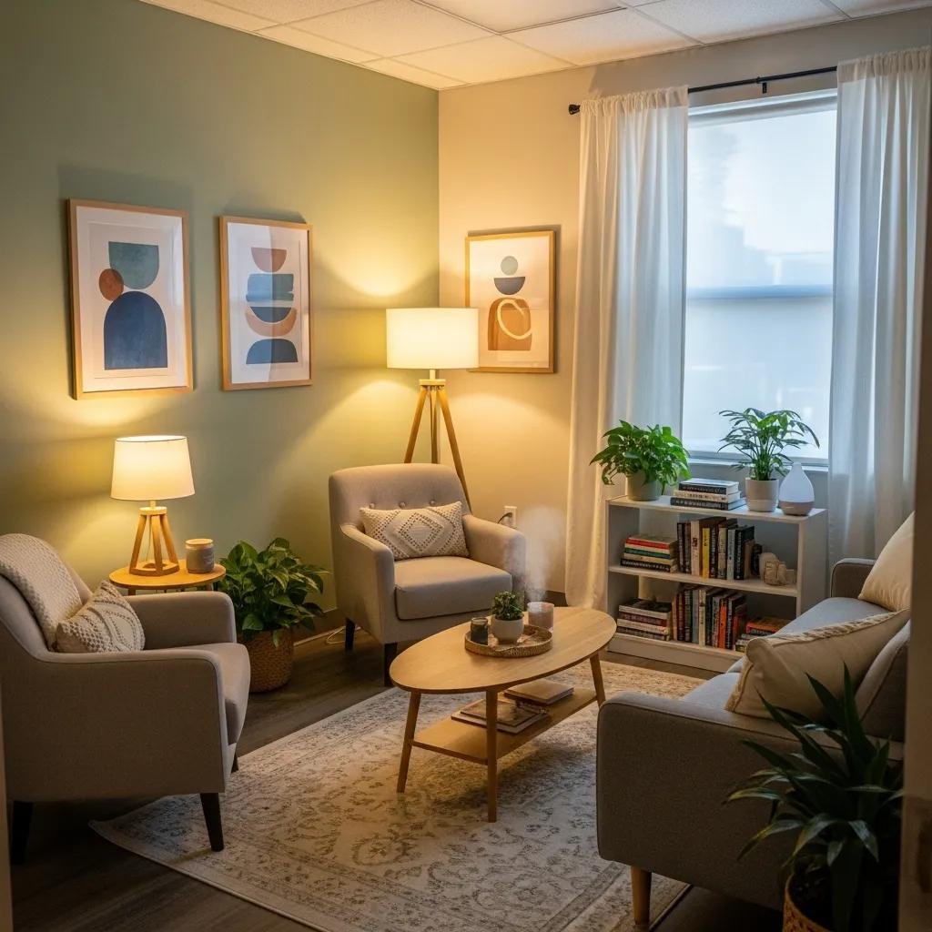 Therapist office interior showcasing a calming environment for client engagement