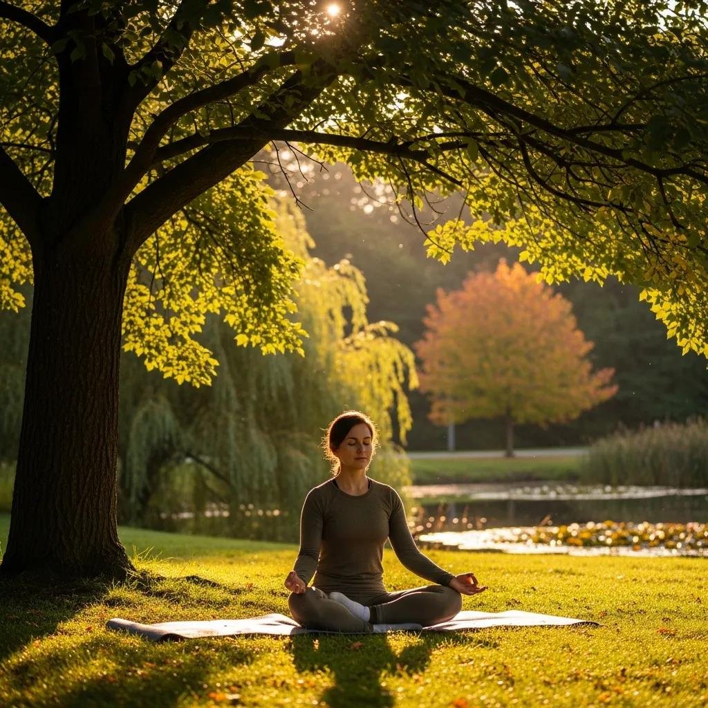Therapist practicing self-care outdoors to prevent burnout