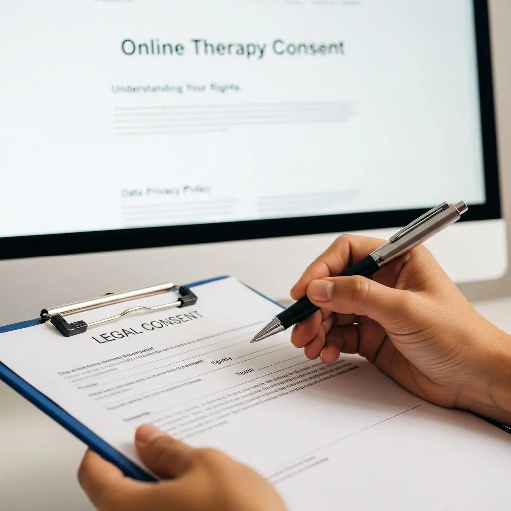 Therapist preparing to obtain explicit client consent for data processing