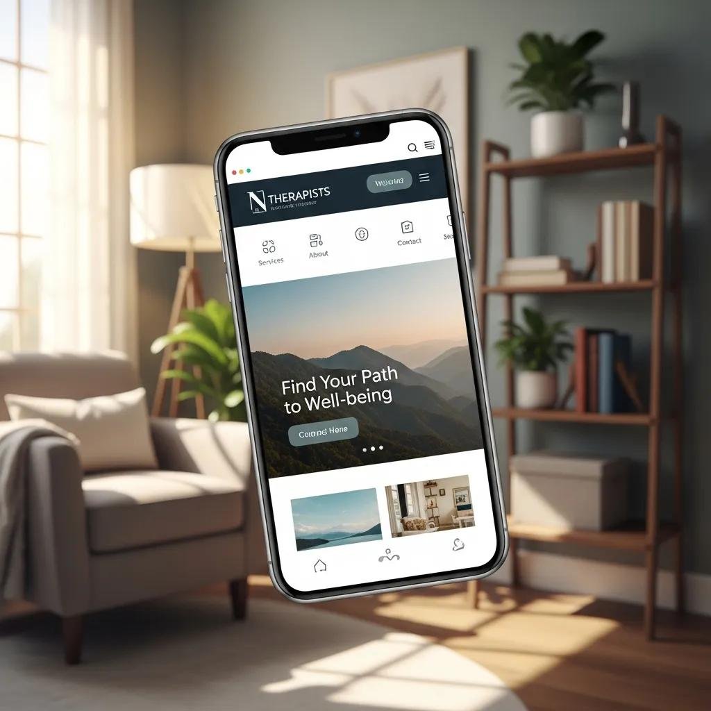 Therapist website on smartphone highlighting mobile-first design principles
