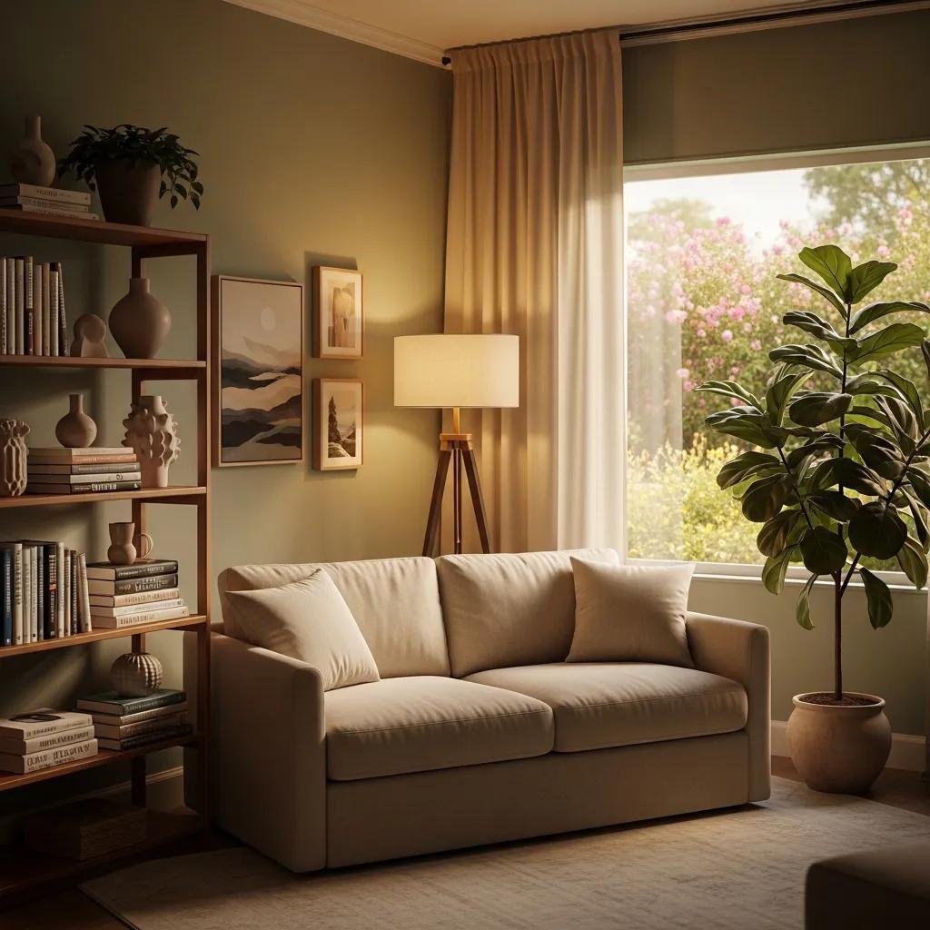 Therapy office with calming decor and natural light, representing the theme of attracting clients through long-tail SEO