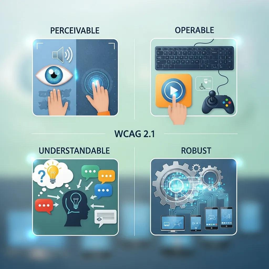 Visual representation of WCAG 2.1 principles for accessible web design in therapy