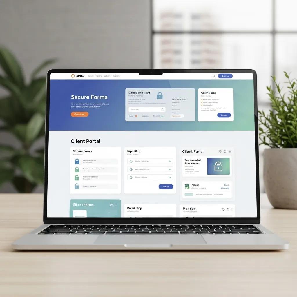 Website design mockup for telehealth services emphasizing security and accessibility