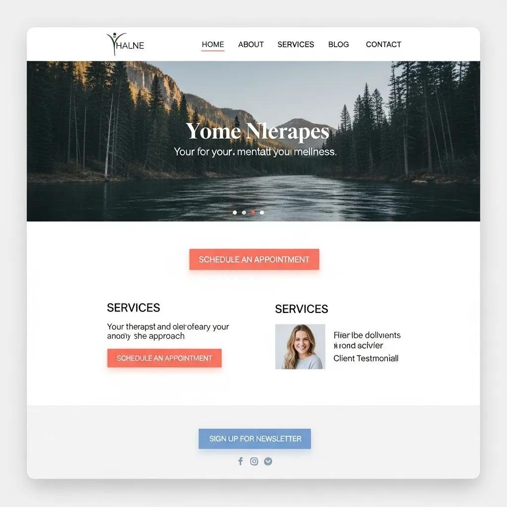 Website interface featuring clear calls to action for therapist services