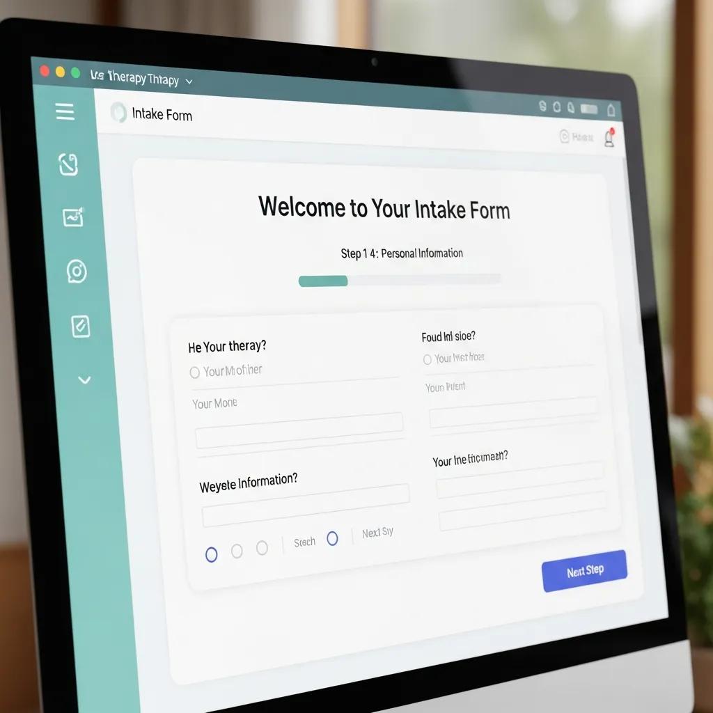 Close-up of a user-friendly online therapy intake form, showcasing effective design features for client engagement
