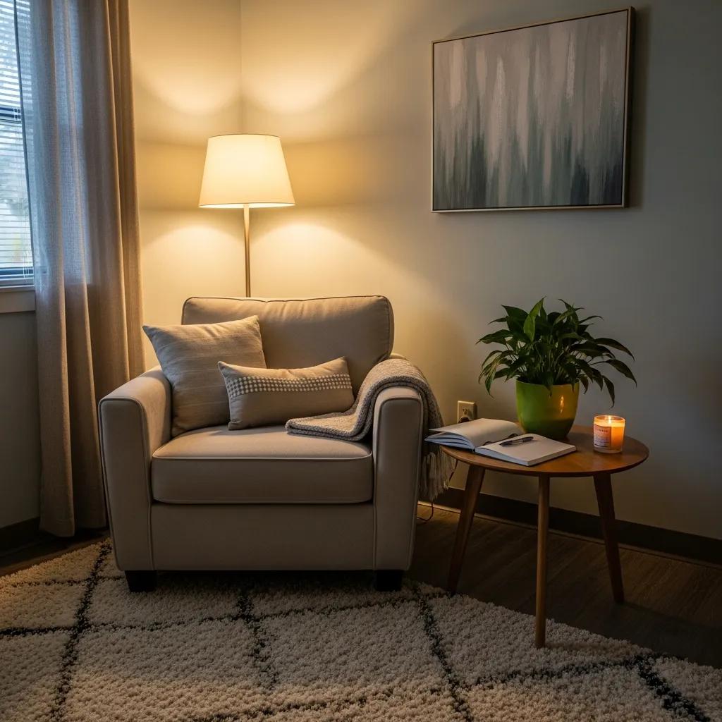 Cozy therapy room setting, illustrating the importance of choosing the right mindfulness therapist
