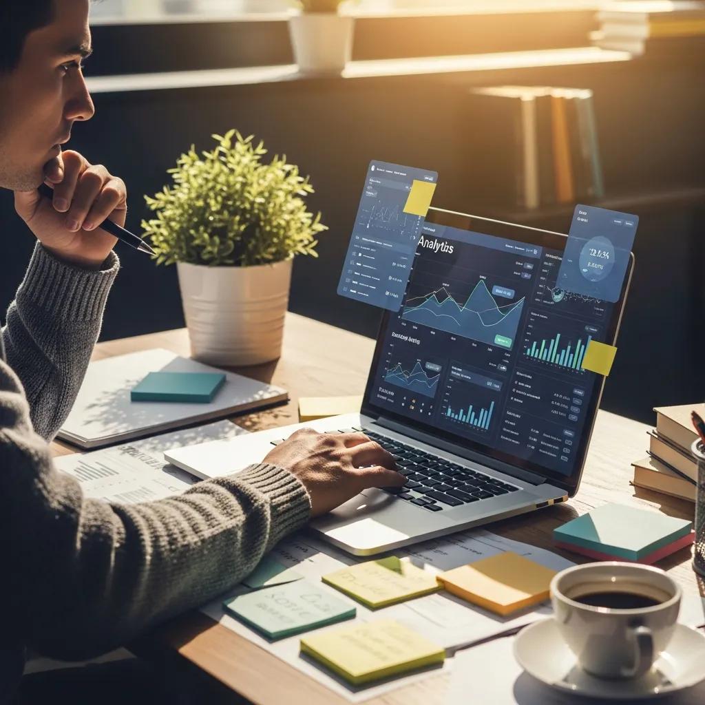 Person analyzing website analytics, representing effective SEO strategies for therapist websites