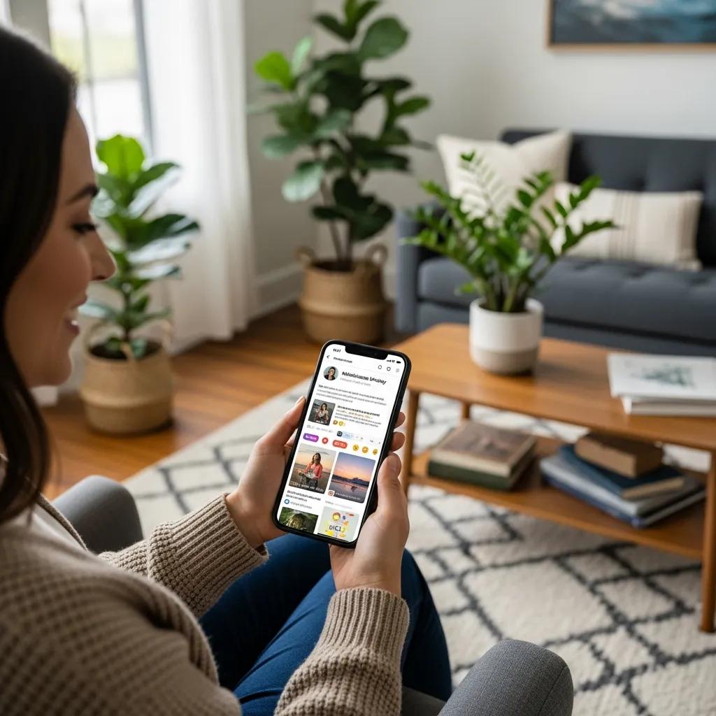 Therapist using a smartphone to engage with clients on social media