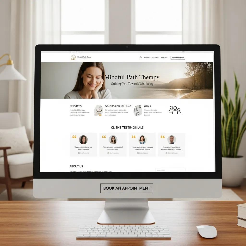 Therapist website showcasing benefits over social media, highlighting trust and professionalism