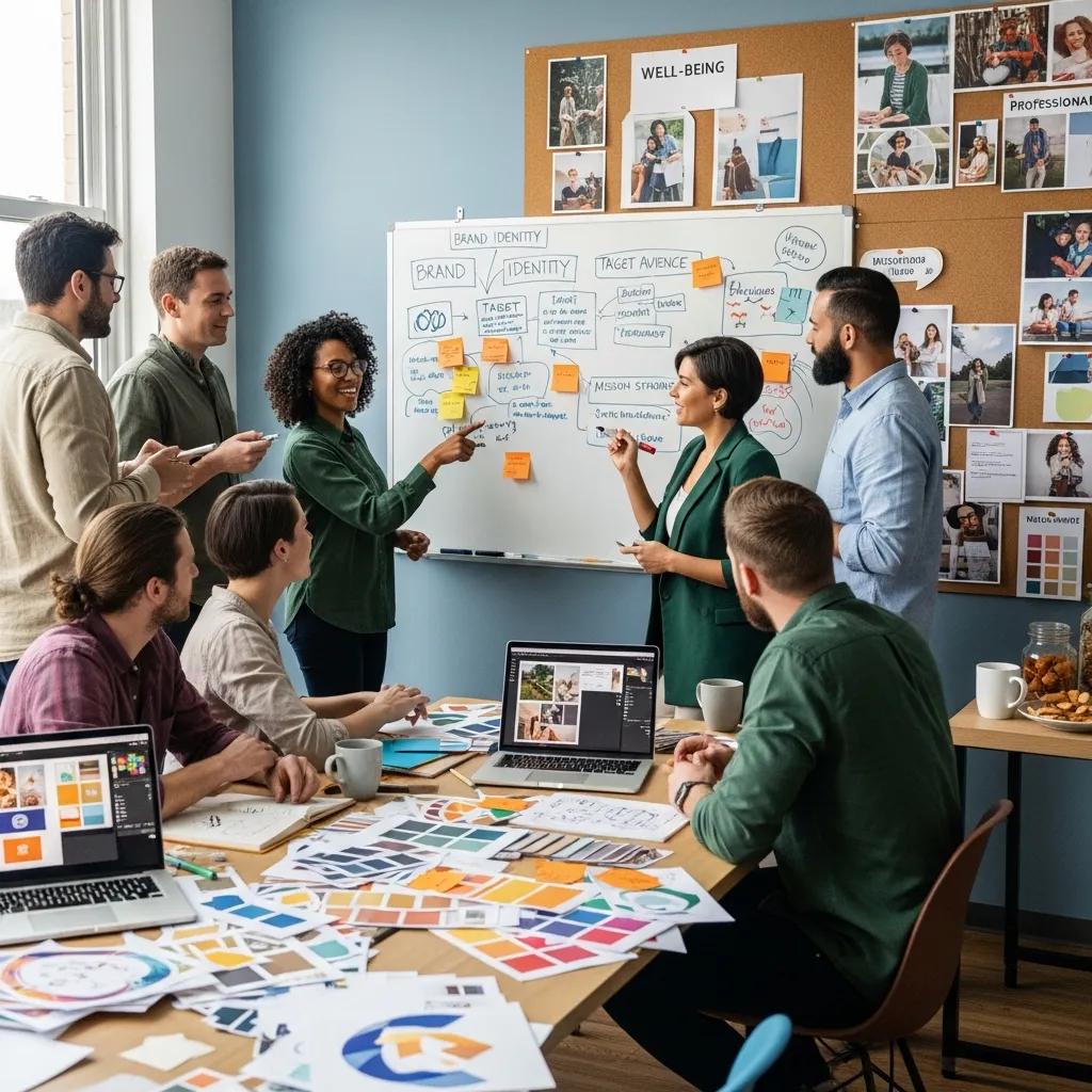 Therapists collaborating on branding strategies in a workshop setting