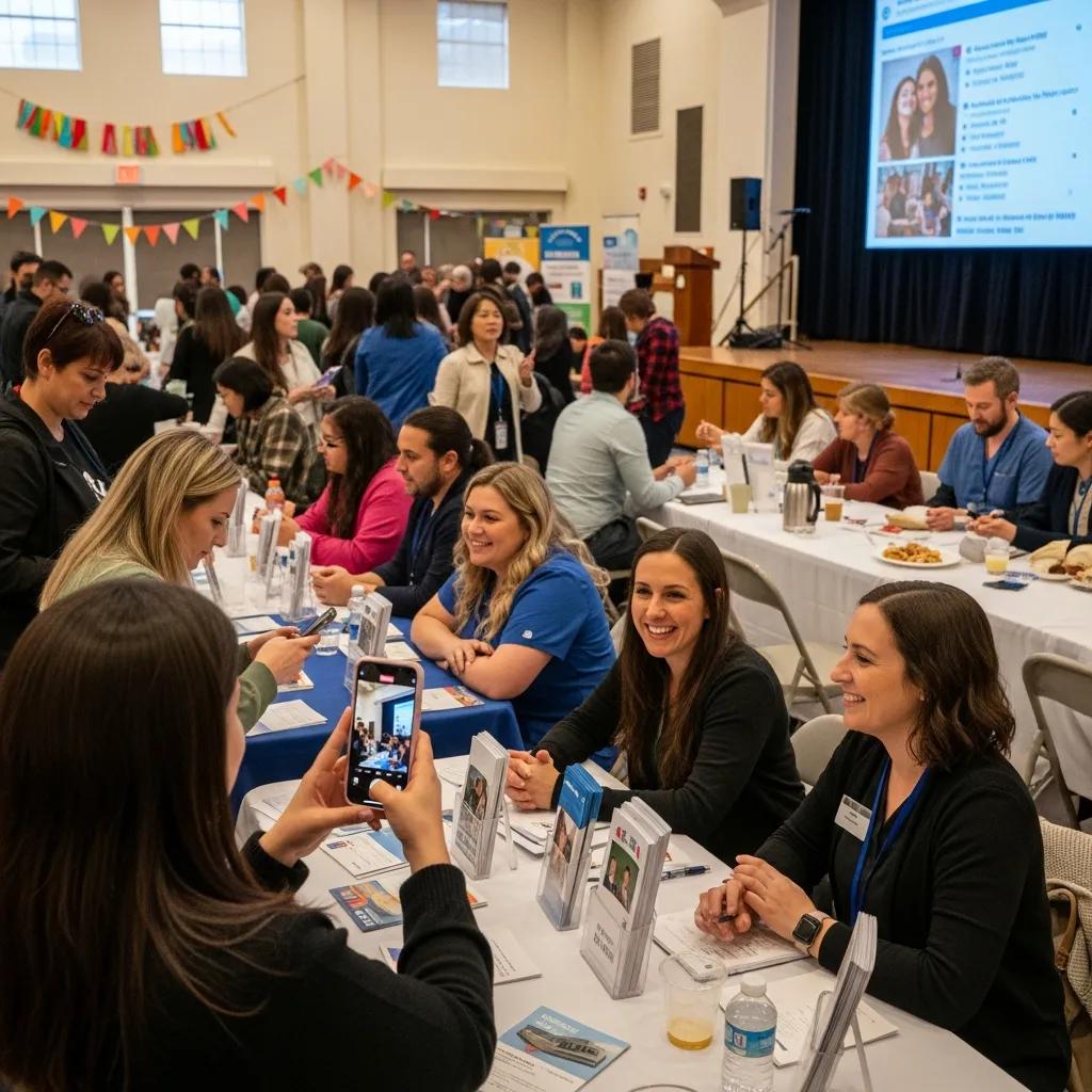Therapists engaging with community members at an event, illustrating effective marketing strategies for client attraction