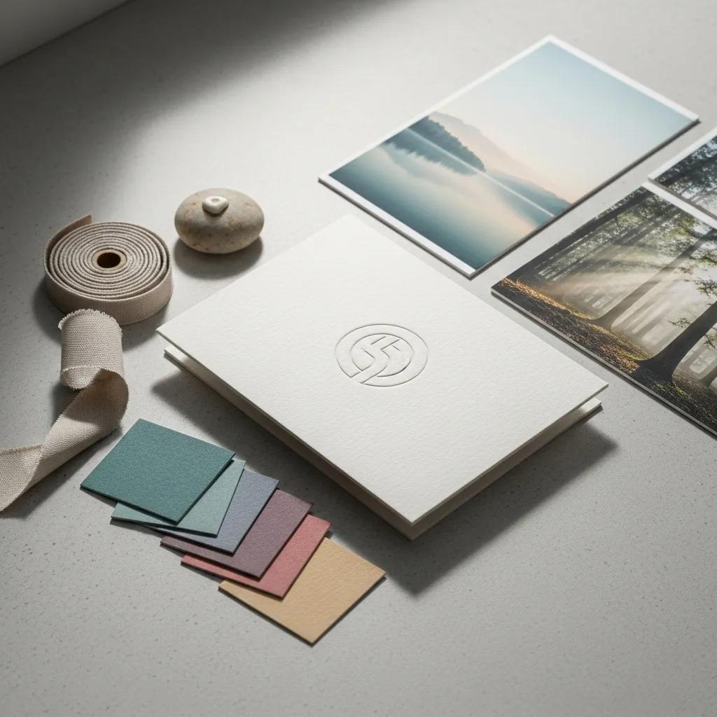 Collection of branding materials showcasing logo design and color palette for therapists