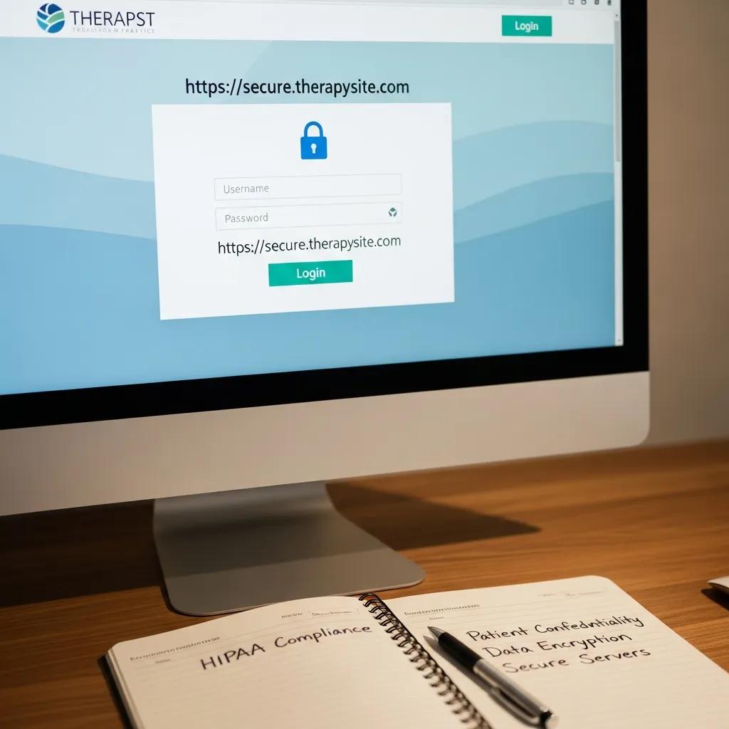 Computer screen showing secure website interface with lock symbol