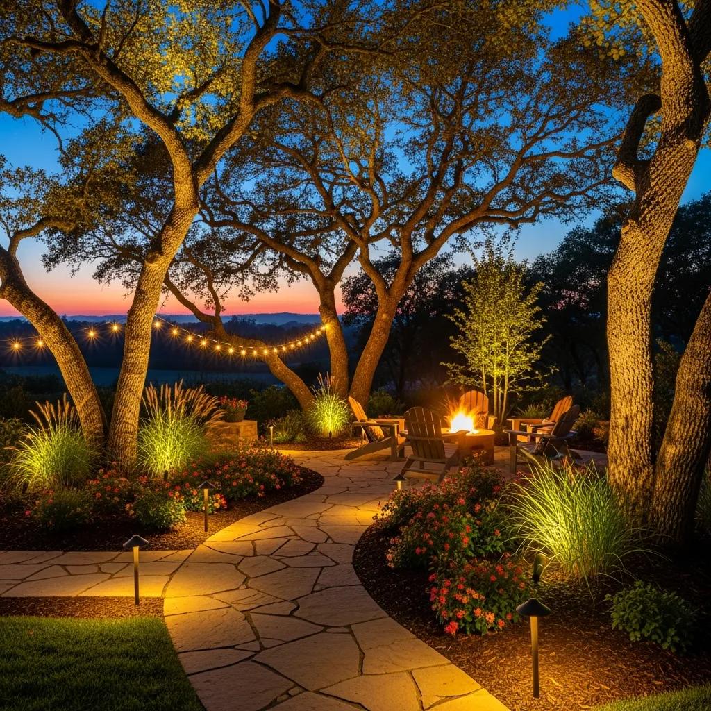 Professional landscape lighting design enhancing outdoor beauty and safety