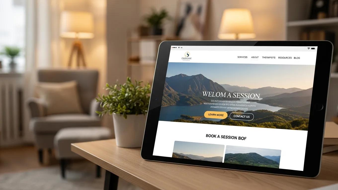 Tablet displaying a high-converting therapist website design