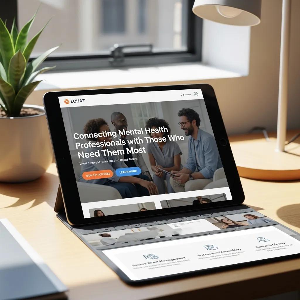 Tablet displaying an optimized landing page for mental health services, illustrating effective design elements