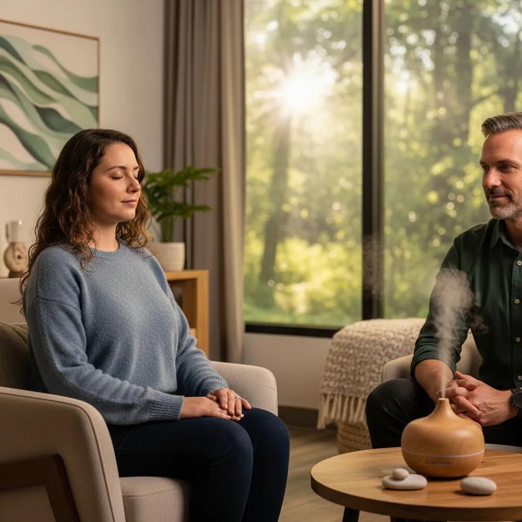 Therapist and client practicing cognitive behavioral therapy techniques for perfectionism