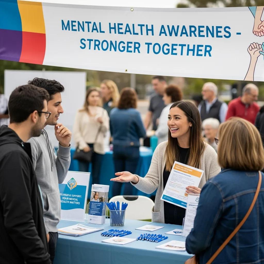 Therapist engaging with community members at an outreach event, highlighting the importance of community connection