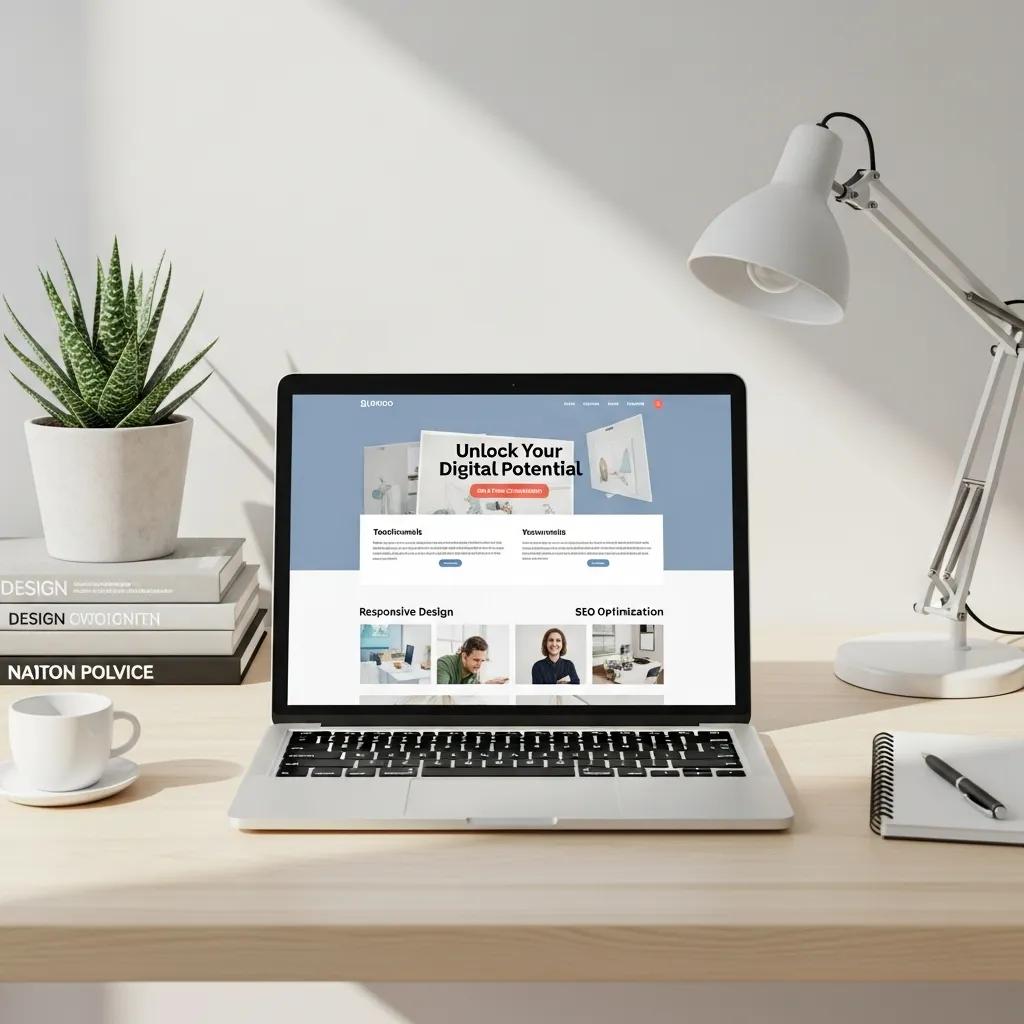 User-friendly website layout on a laptop screen in a professional workspace