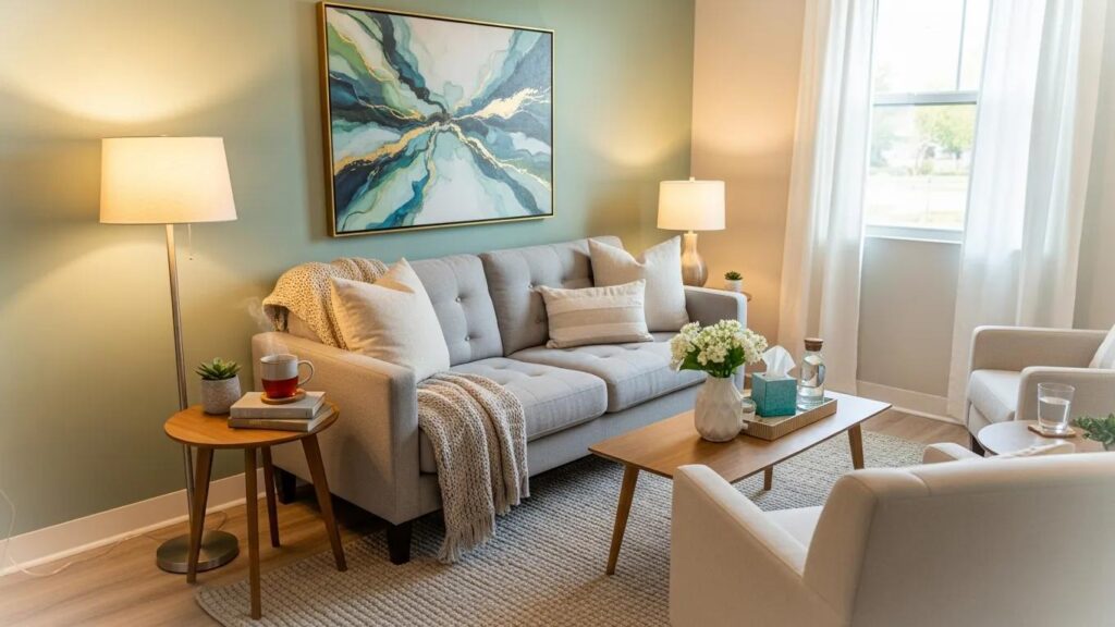 Inviting therapy office showcasing comfort and professionalism