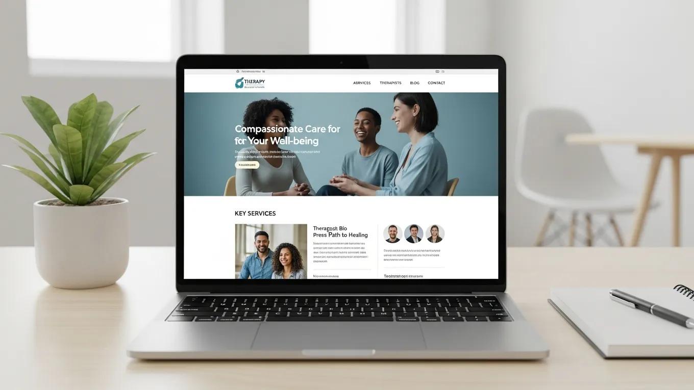 Laptop showcasing a professional therapy practice website design