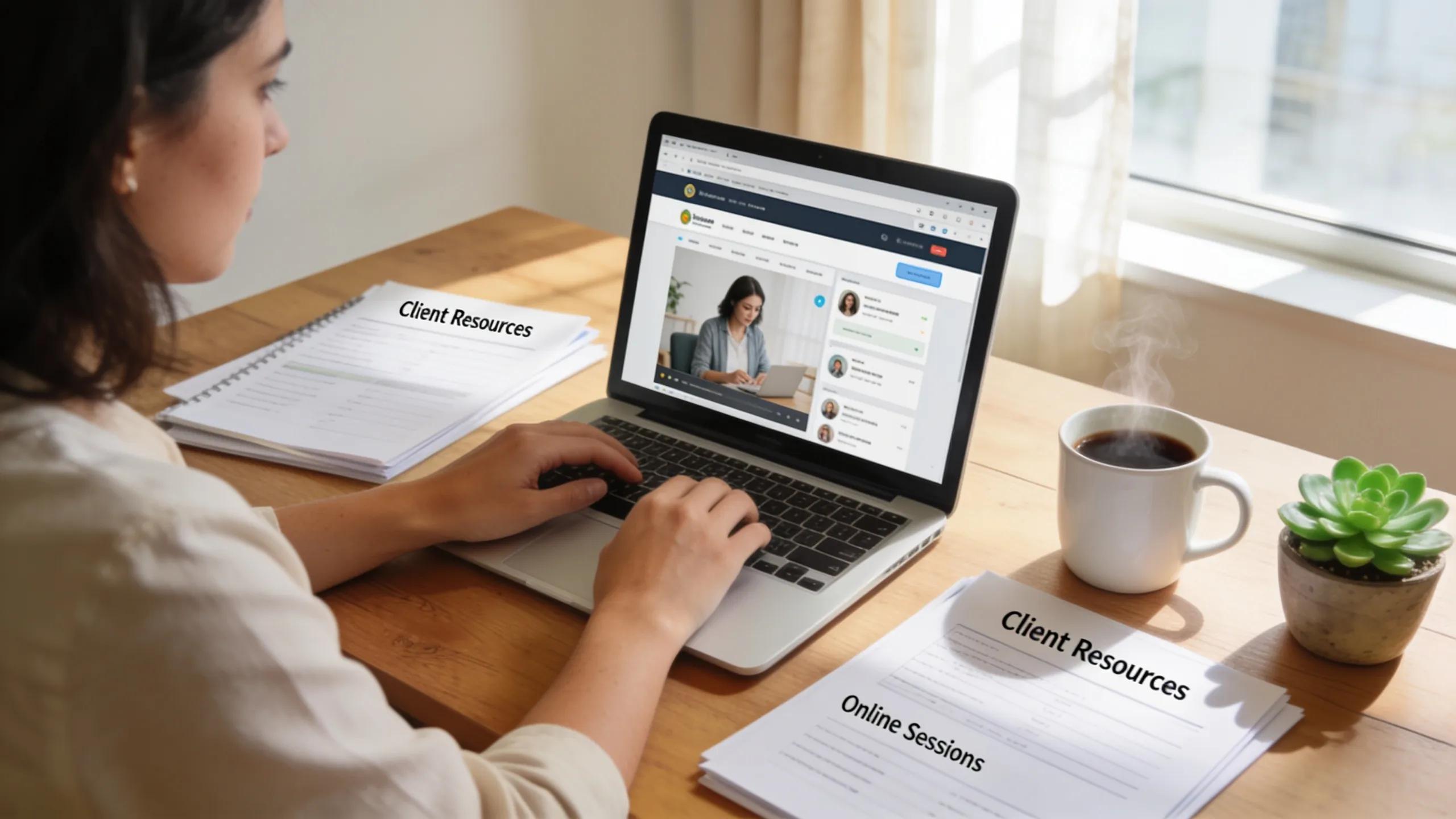 Therapist building online presence through digital platforms