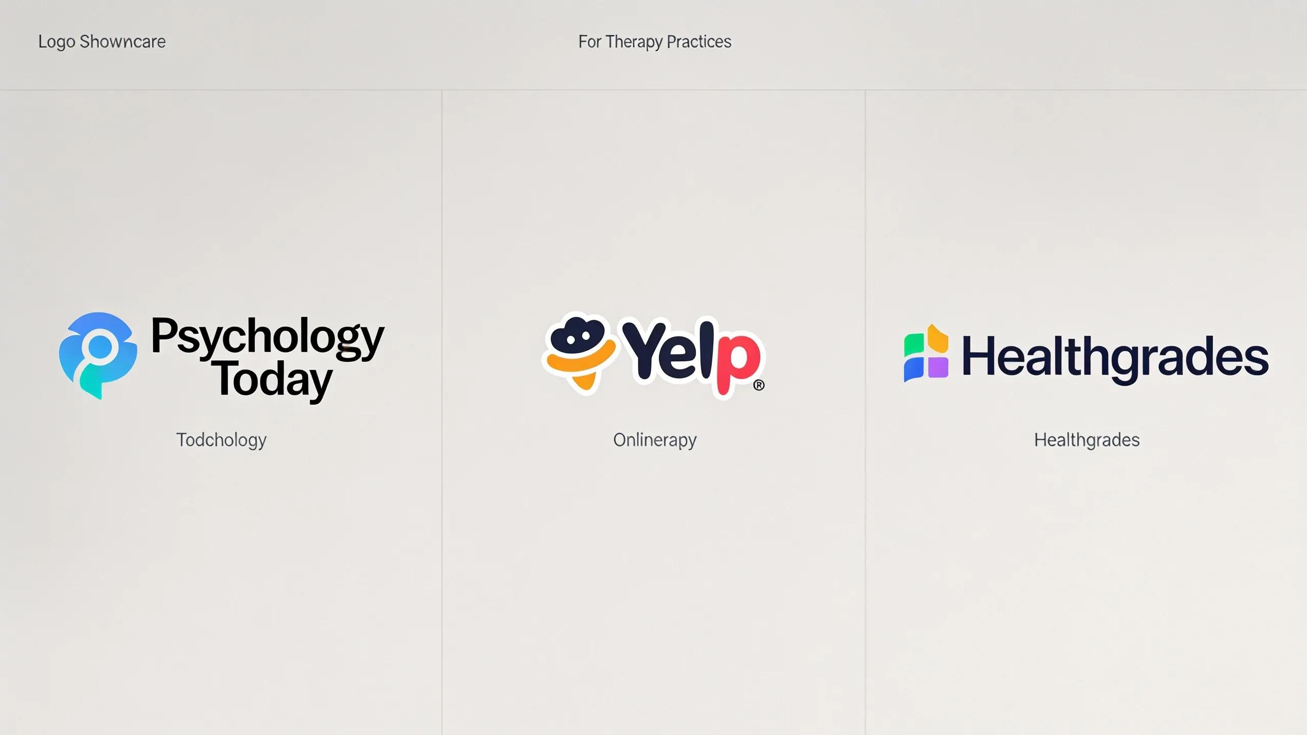 Logos of popular directories for therapy practices emphasizing online visibility