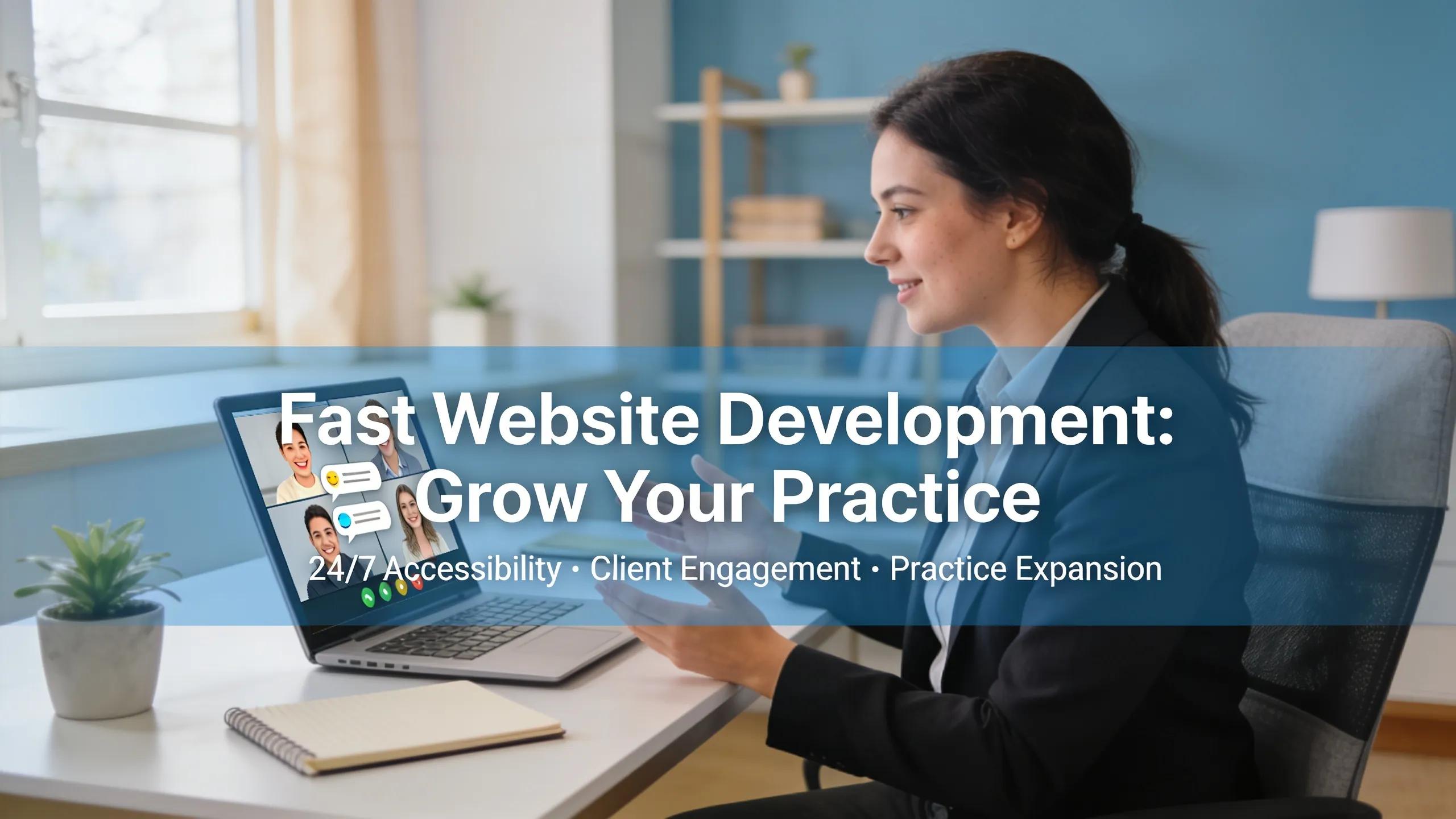 A therapist interacting with clients online, illustrating the impact of fast website development on practice growth