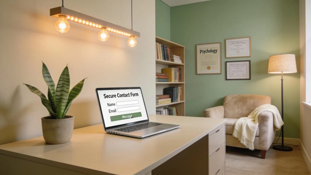 Therapist office showcasing a secure environment for client communications
