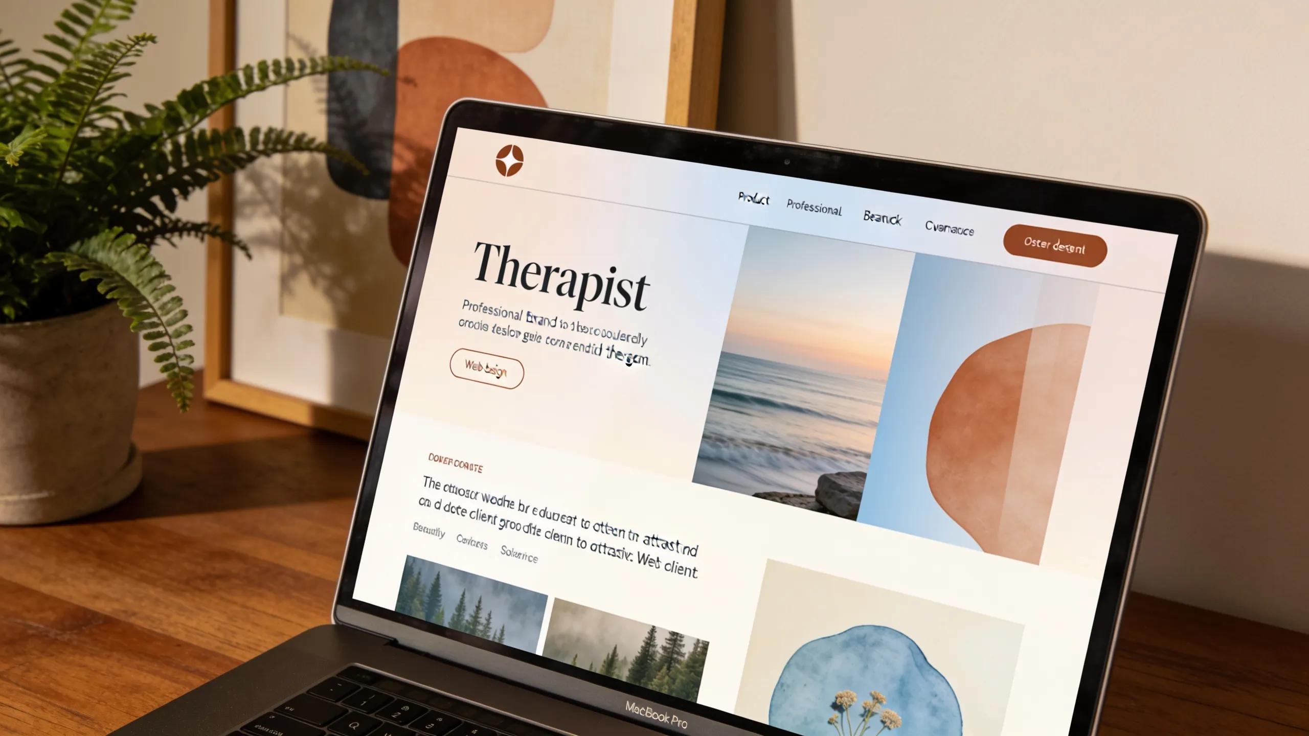 Laptop displaying a professional therapist website design showcasing effective branding