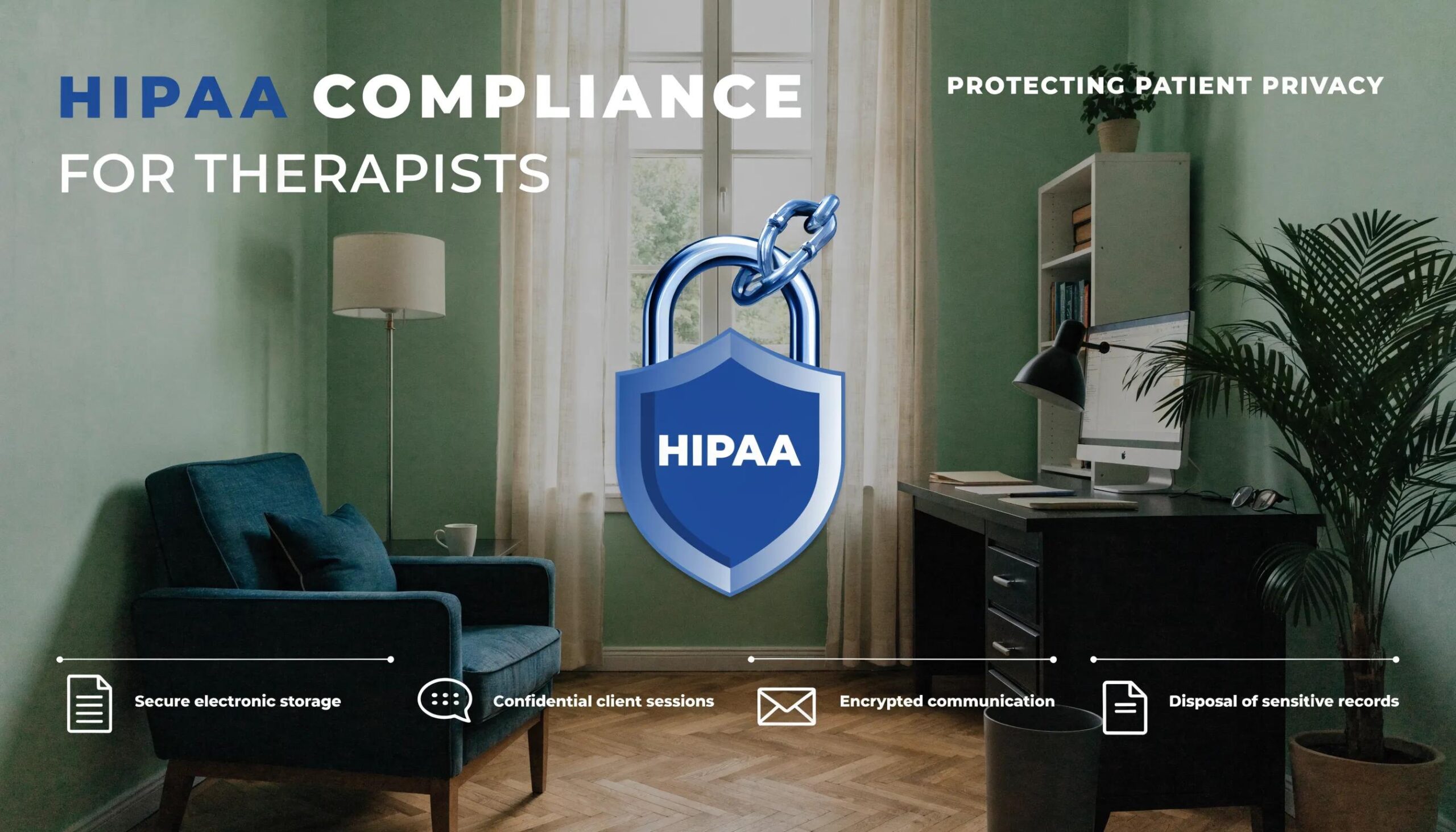 Symbolic representation of HIPAA compliance in therapist data security