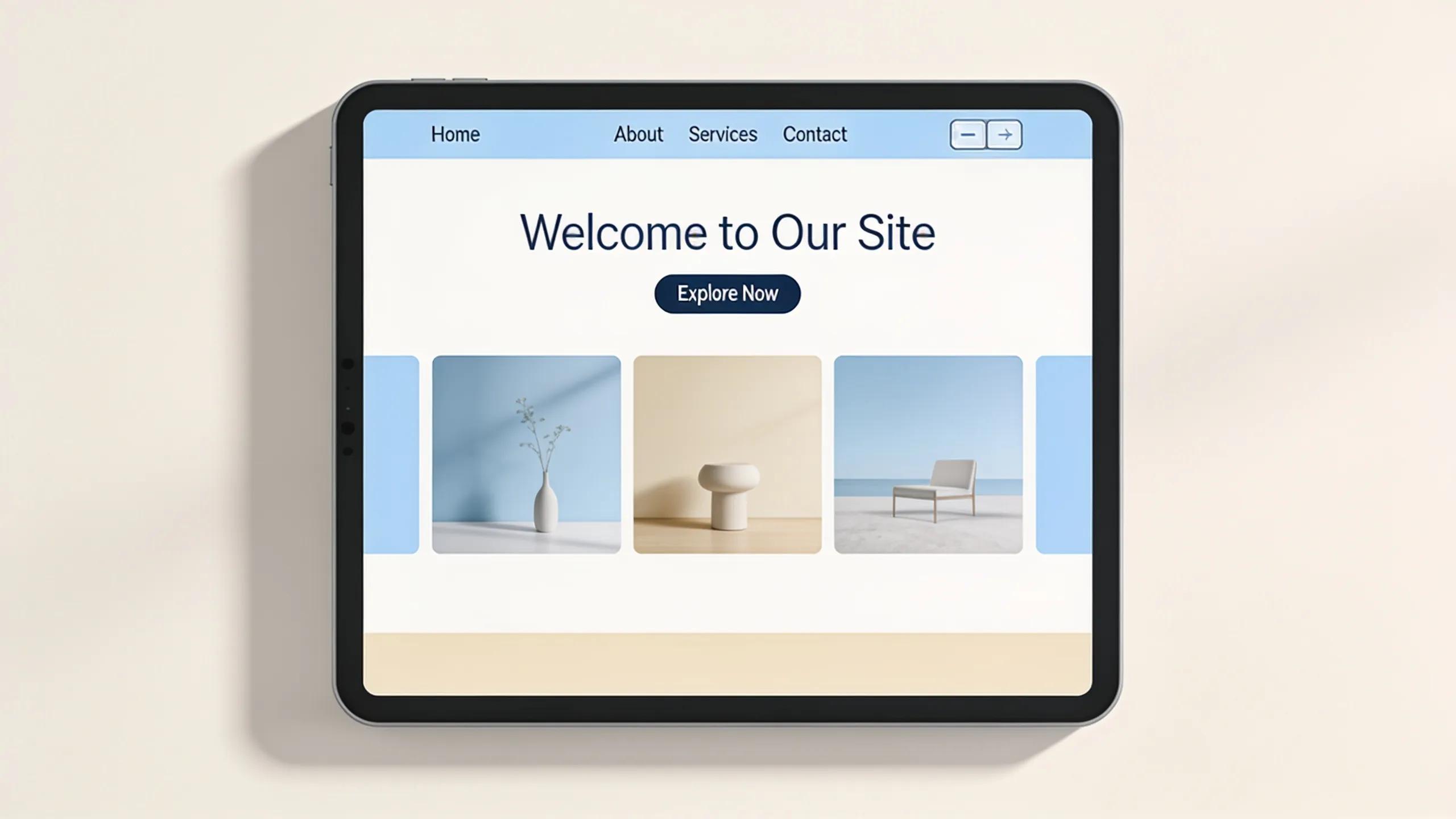 Tablet displaying a user-friendly therapist website layout with clear navigation and calming design elements