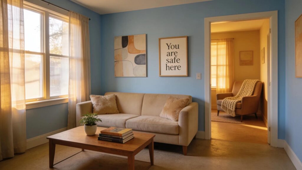 Therapy office interior showcasing a comfortable setting to enhance trust and engagement in therapy services