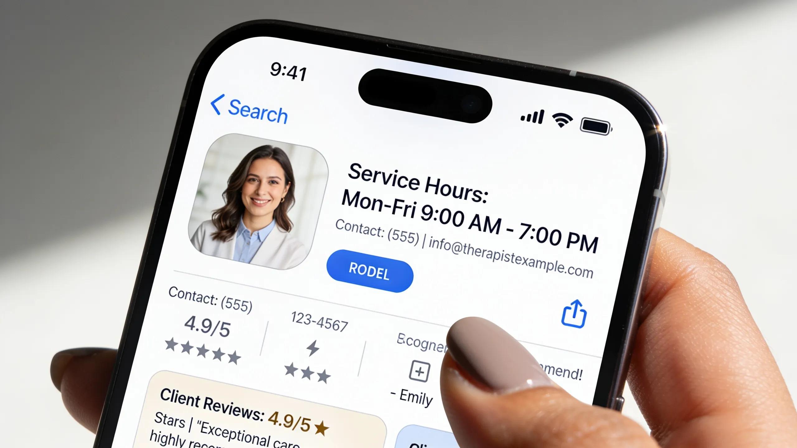 Optimized Google Business Profile display enhancing local visibility for therapists