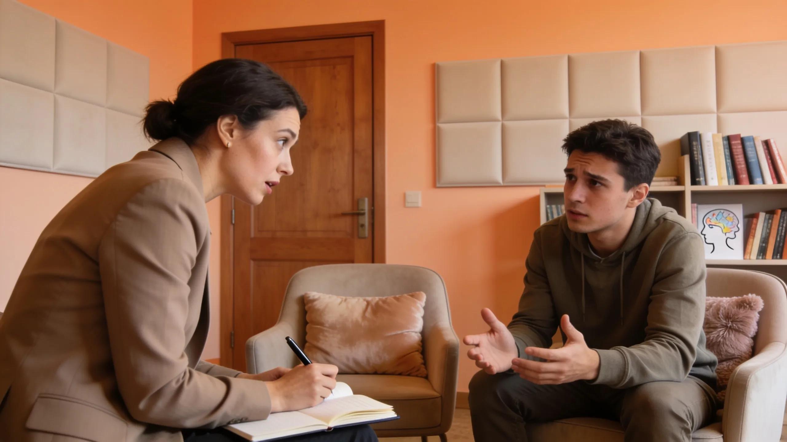 Therapist engaging with a patient in a compliant and supportive setting